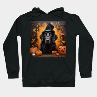 Halloween Flat Coated Retriever with Hat Hoodie